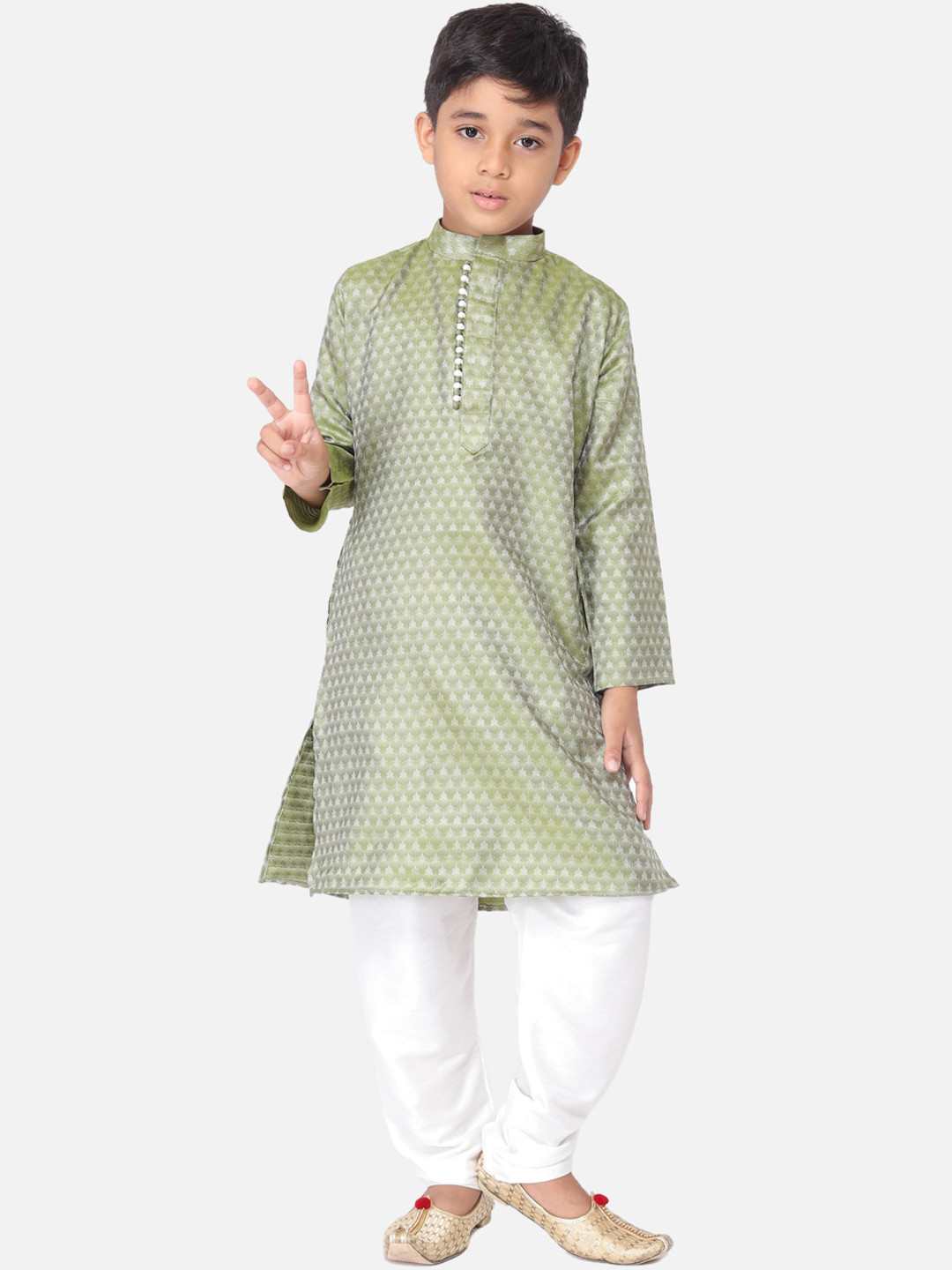 

TABARD Boys Green Geometric Kurta