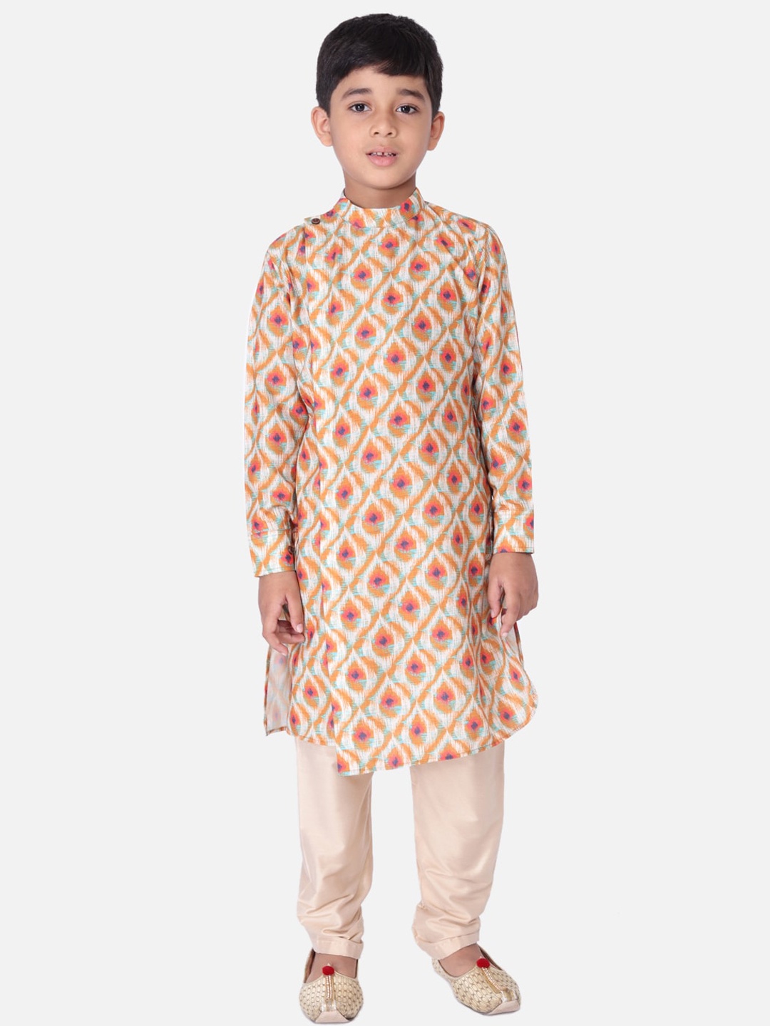 

TABARD Boys Orange Geometric Printed Kurta