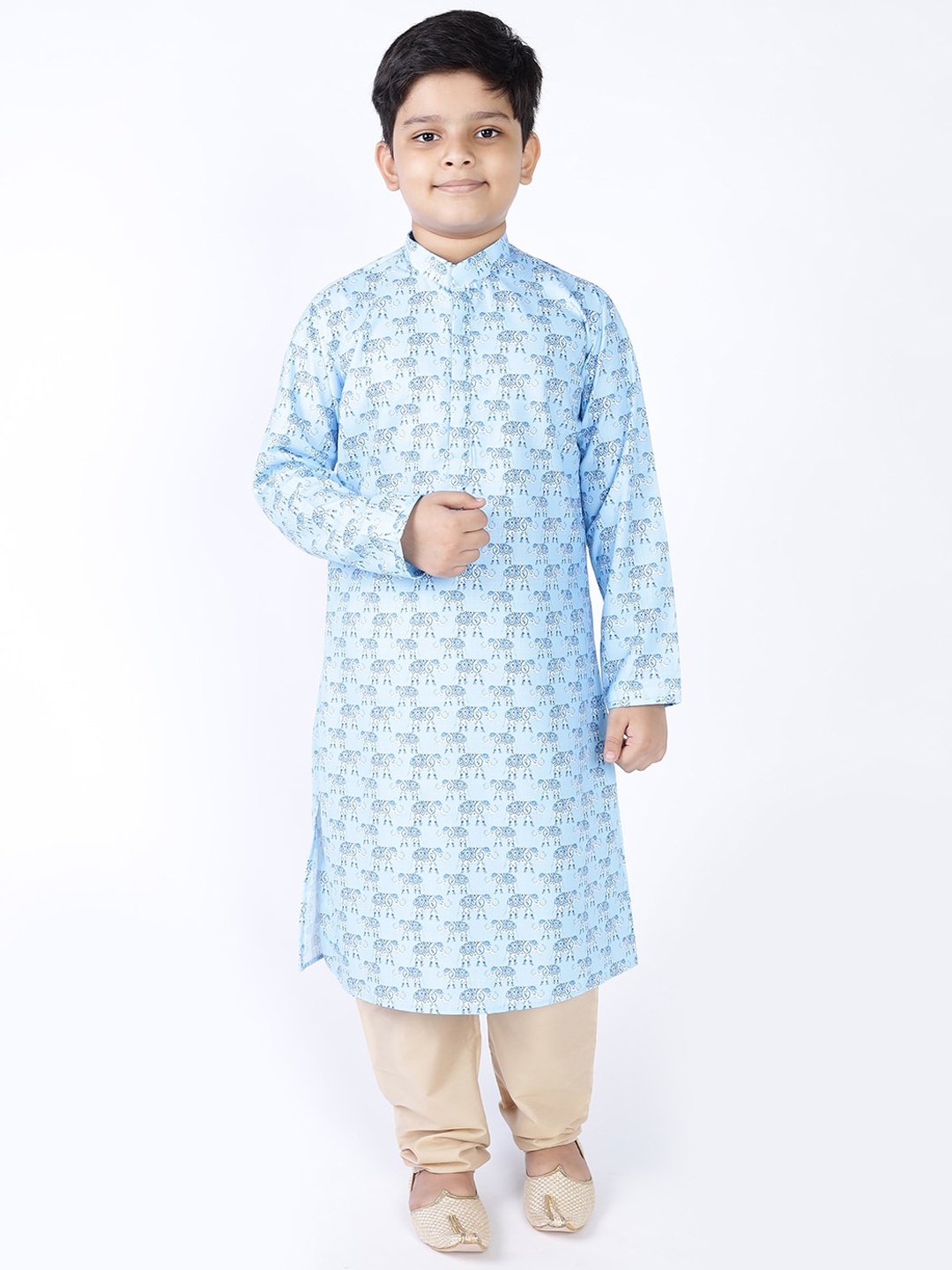 

TABARD Boys Blue Geometric Embroidered Thread Work Kurta