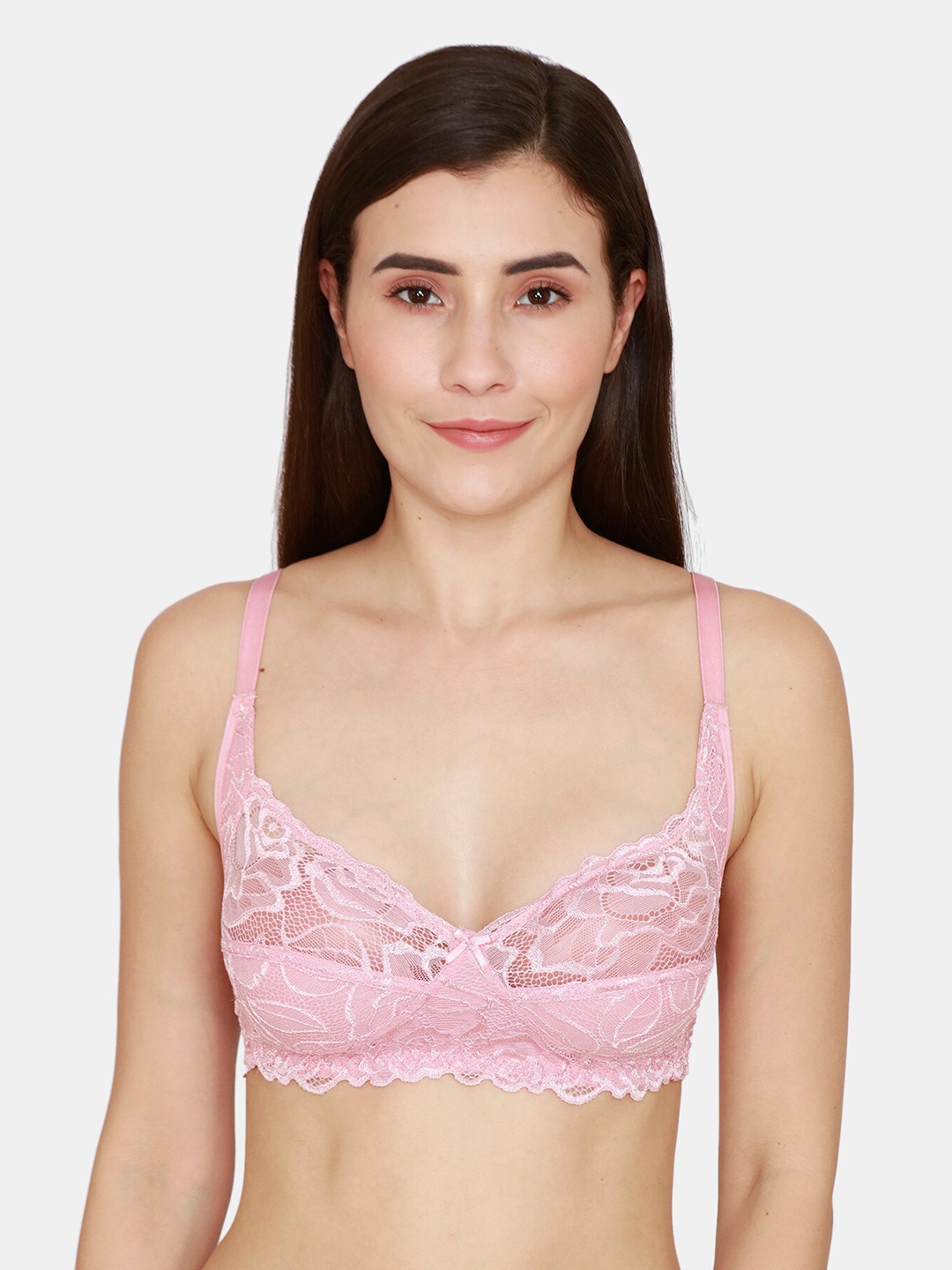 

Rosaline by Zivame Women Pink Solid Non Padded Lace Everyday Bra