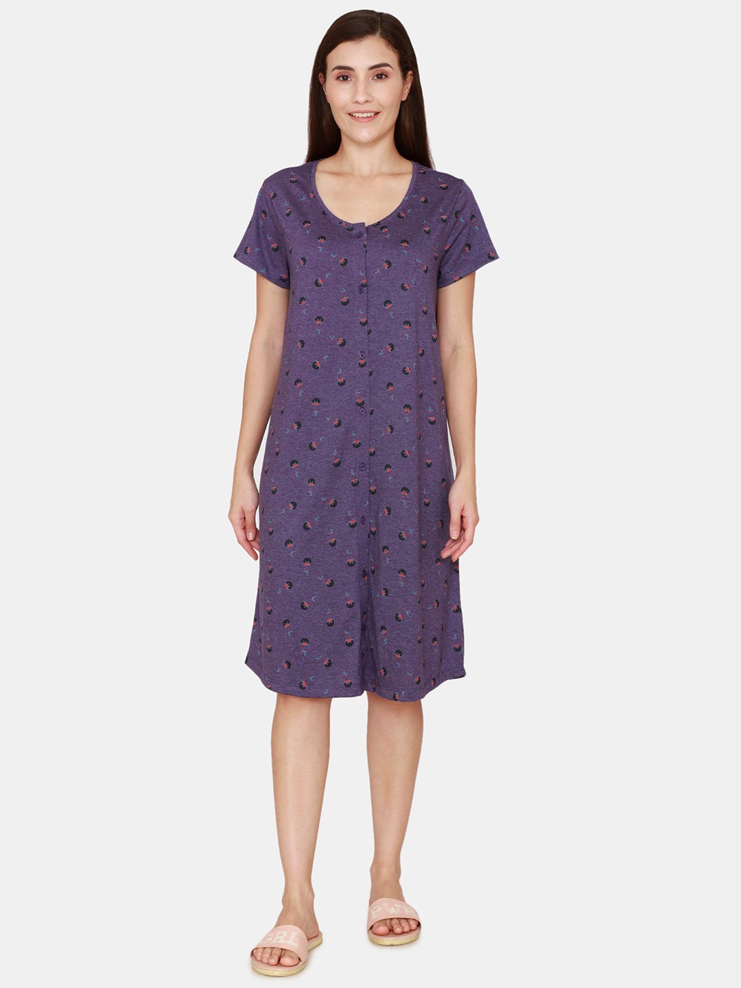 

Rosaline by Zivame Purple Printed Nightdress