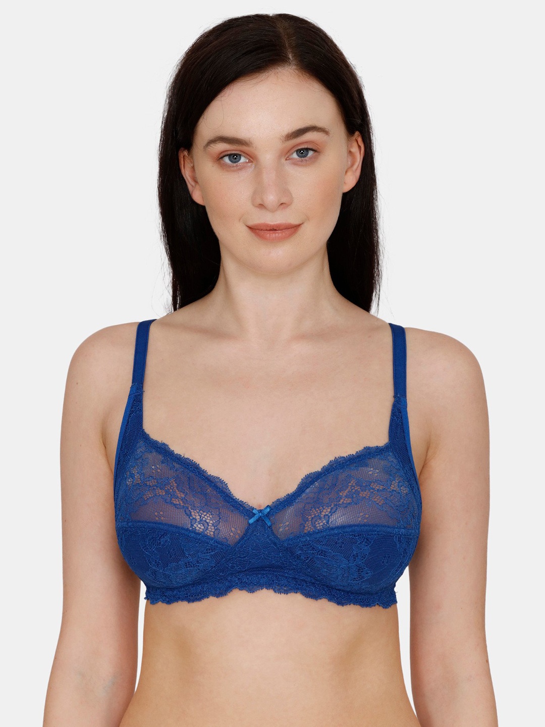 

Rosaline by Zivame Blue Floral Lace Bra