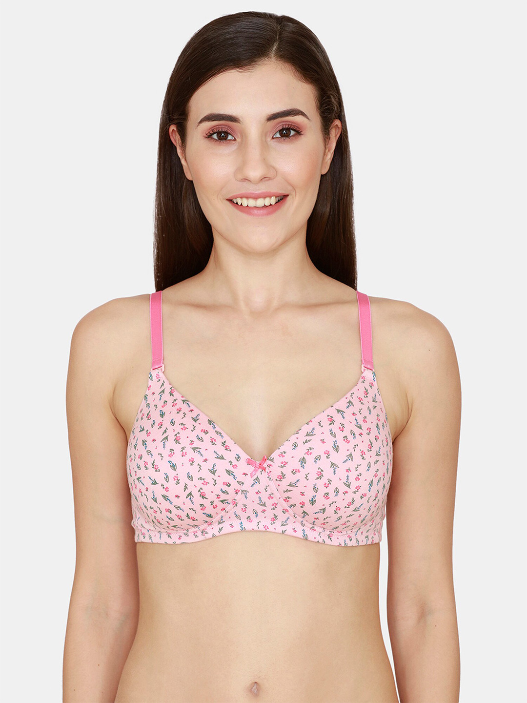 

Rosaline by Zivame Pink & Blue Floral Bra Lightly Padded