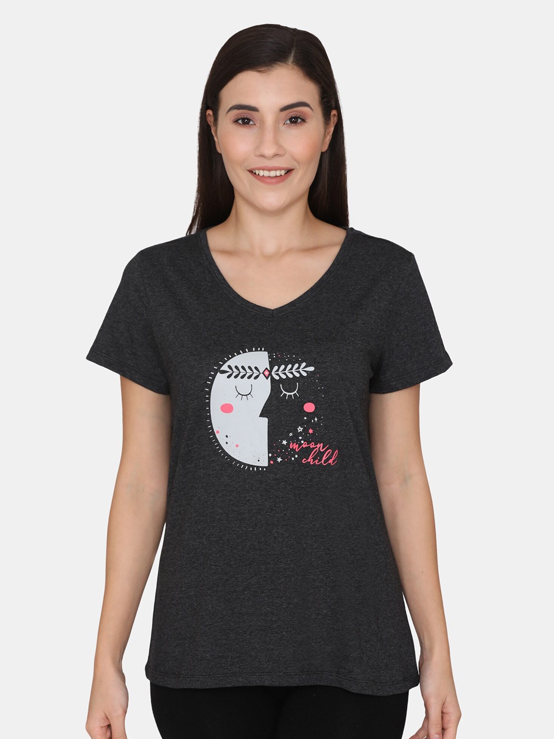 

Rosaline by Zivame Grey Print Top