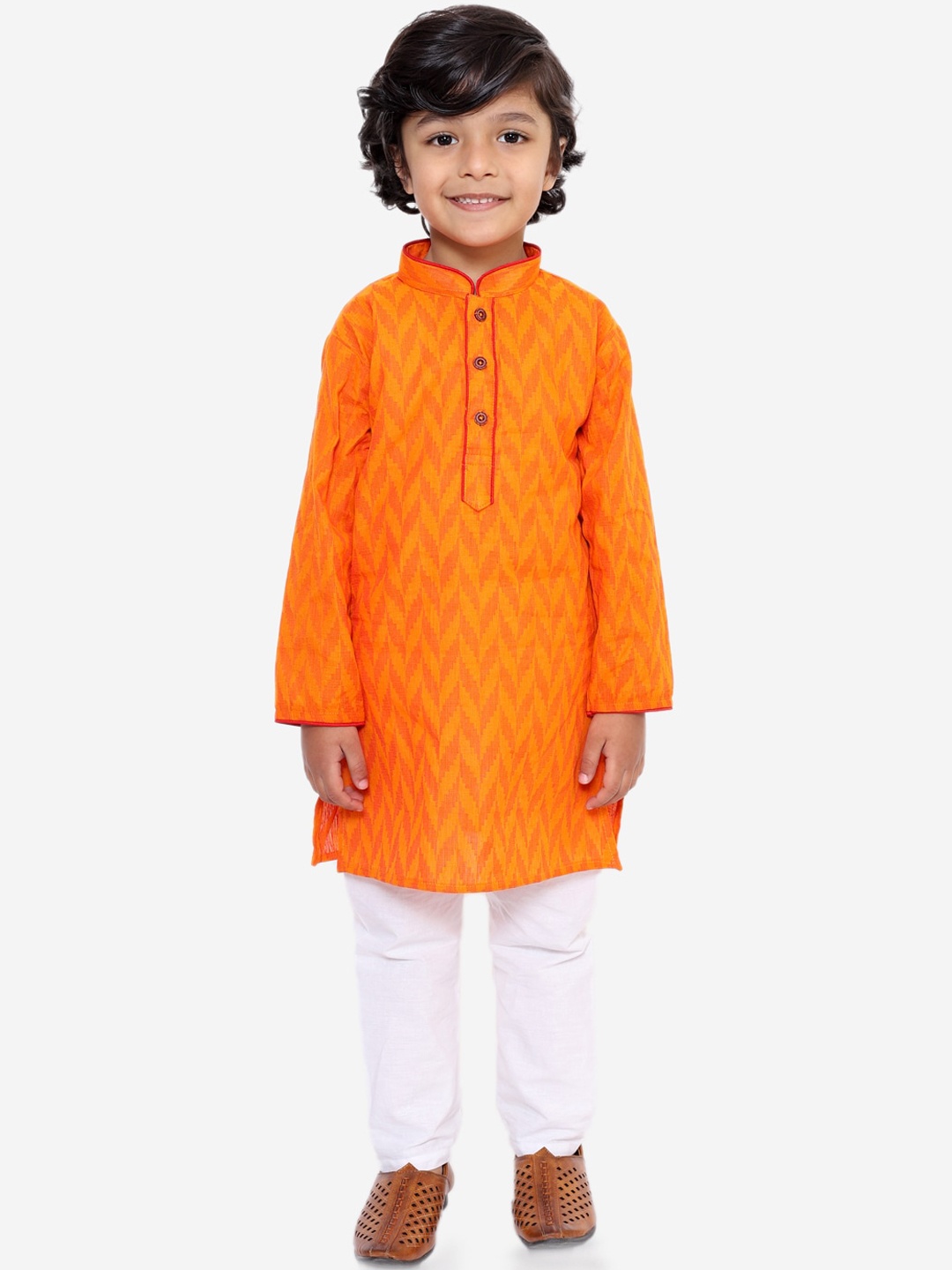 

KID1 Boys Orange Pure Cotton Kurta with Pyjamas