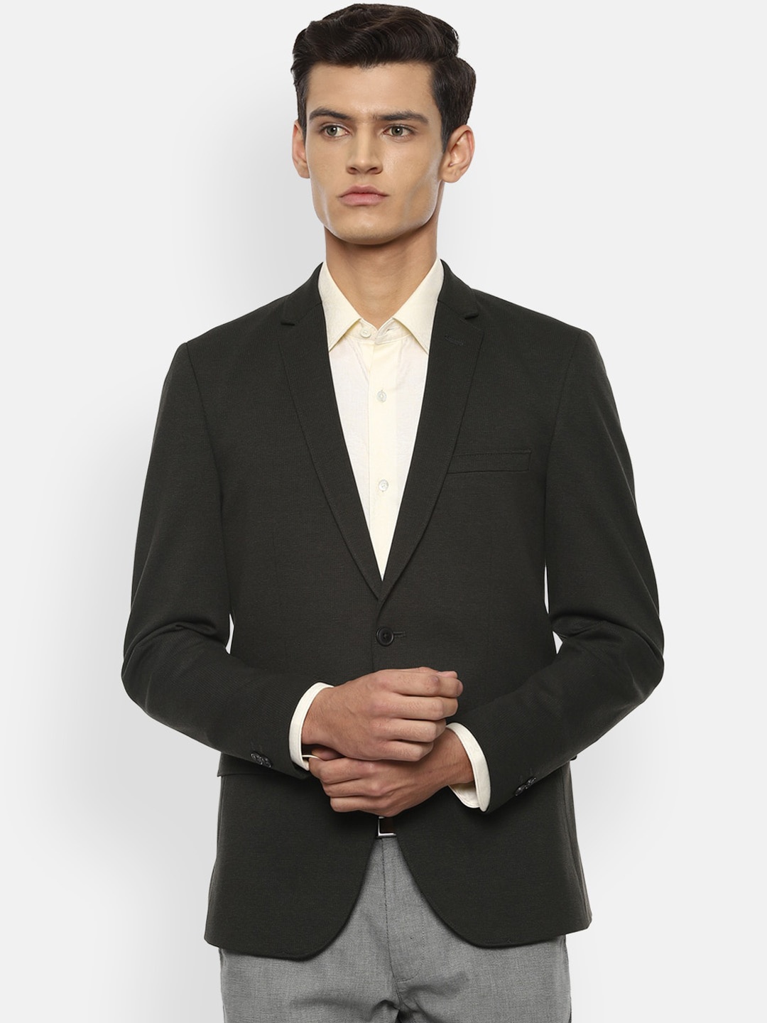 

V Dot Men Grey Slim Fit Blazer