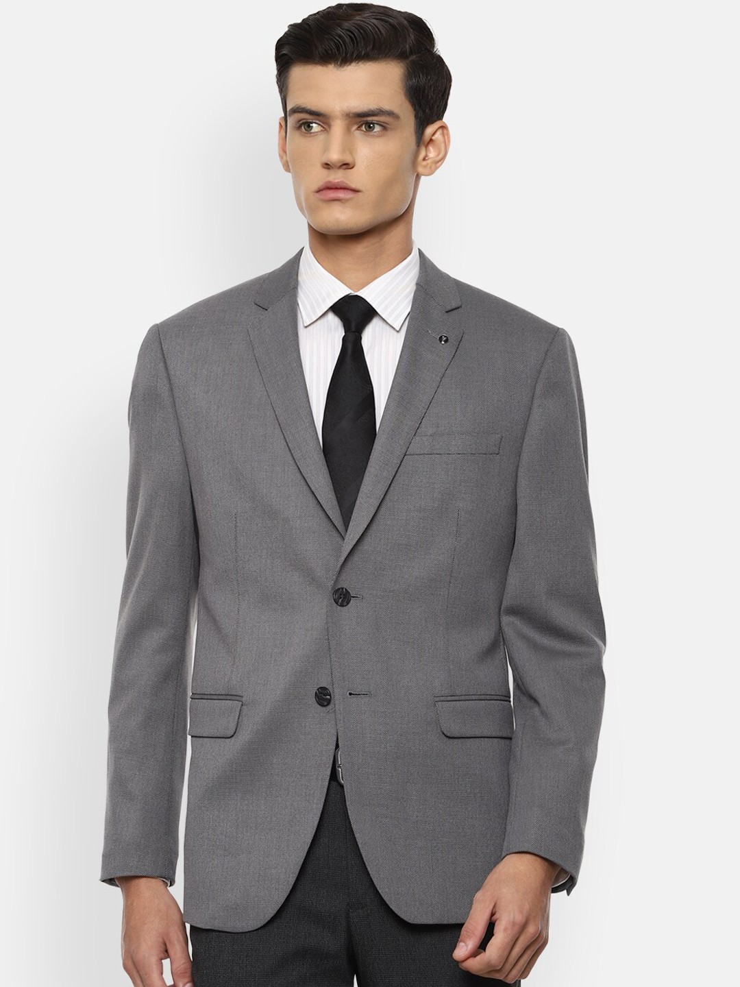 

Van Heusen Men Grey Self-Design Slim-Fit Single-Breasted Blazer
