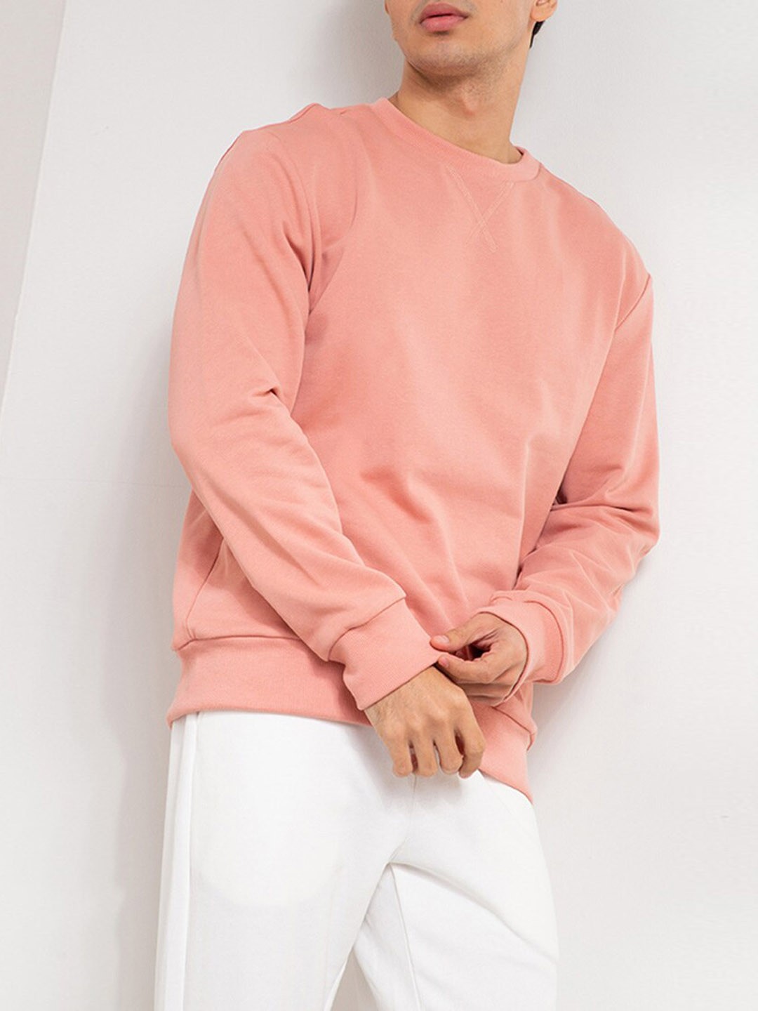 

ORIGIN BY ZALORA Men Peach-Coloured Organic Cotton Sweatshirt