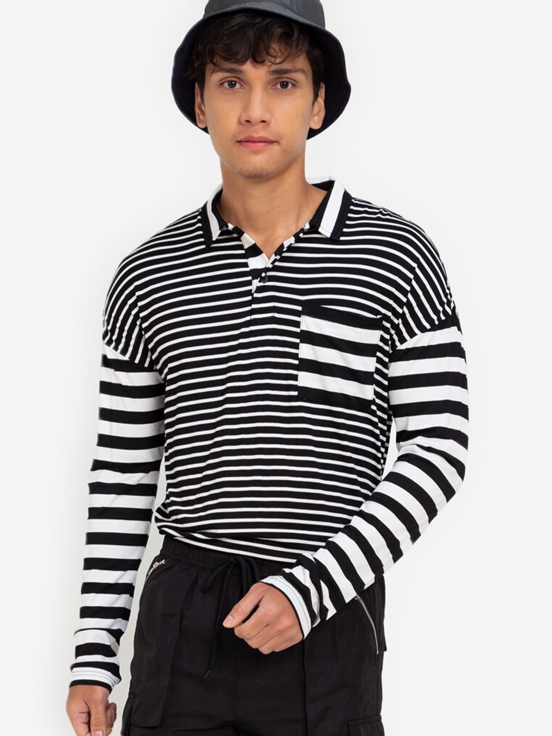 

ZALORA BASICS Men Multicoloured Striped Polo Collar T-shirt, Multi