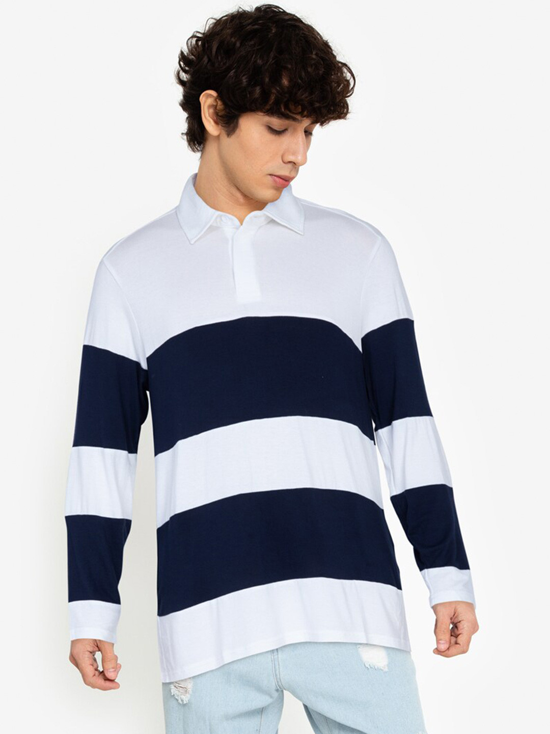 

ZALORA BASICS Men Multicoloured Colourblocked Polo Collar T-shirt, Multi