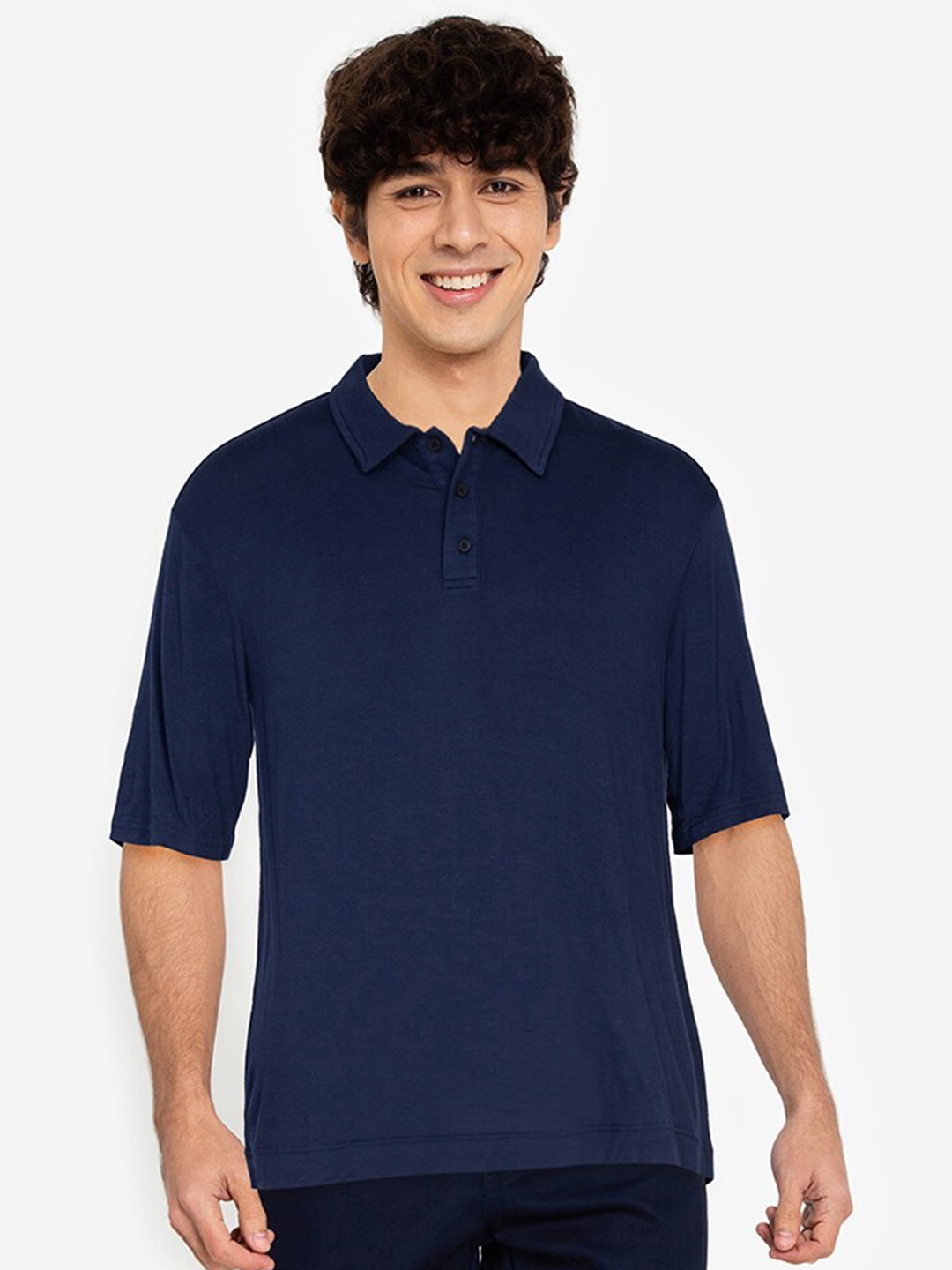 

ZALORA BASICS Men Navy Blue Polo Collar T-shirt