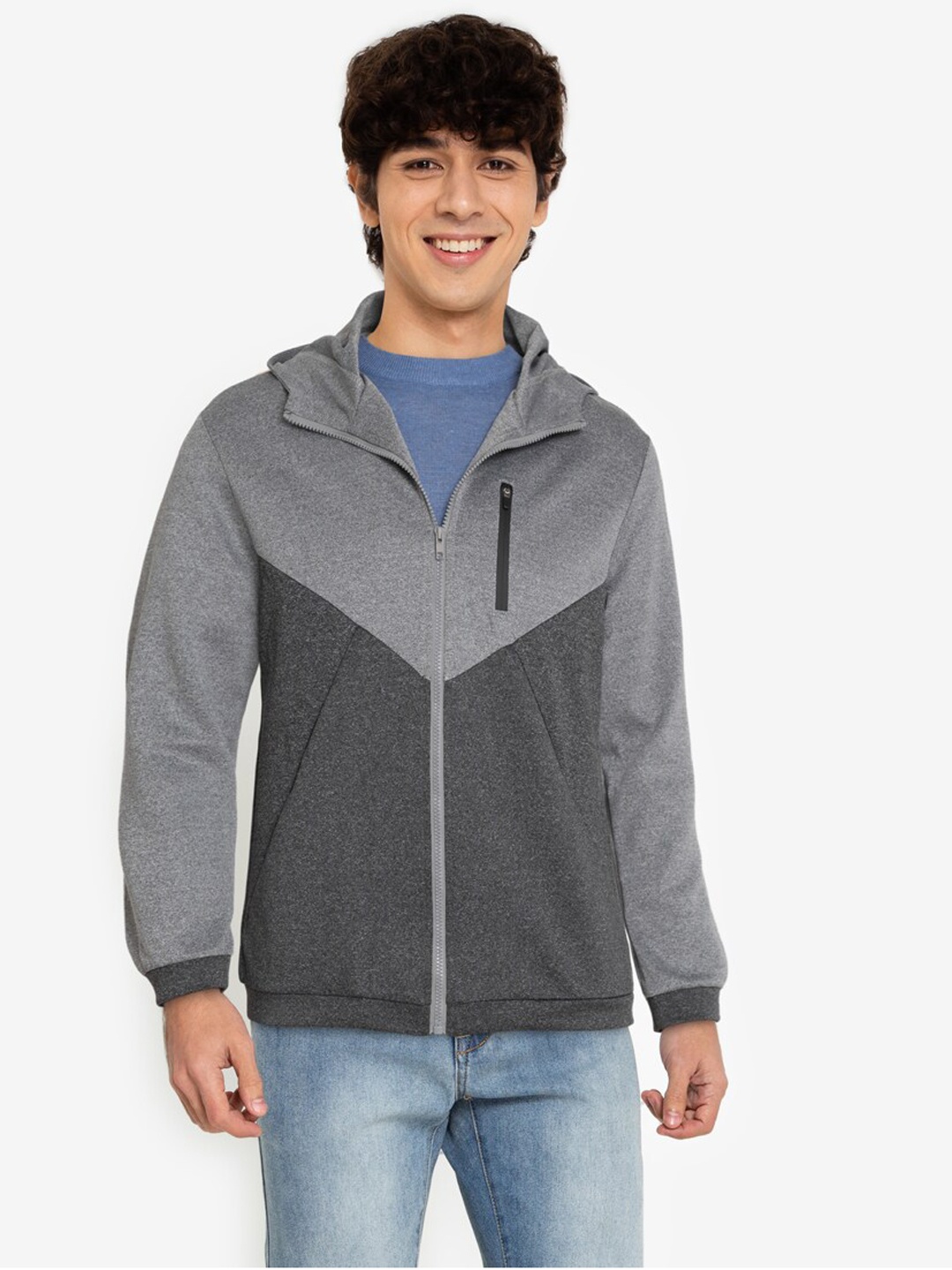 

ZALORA BASICS Men Grey Lightweight Bomber Jacket