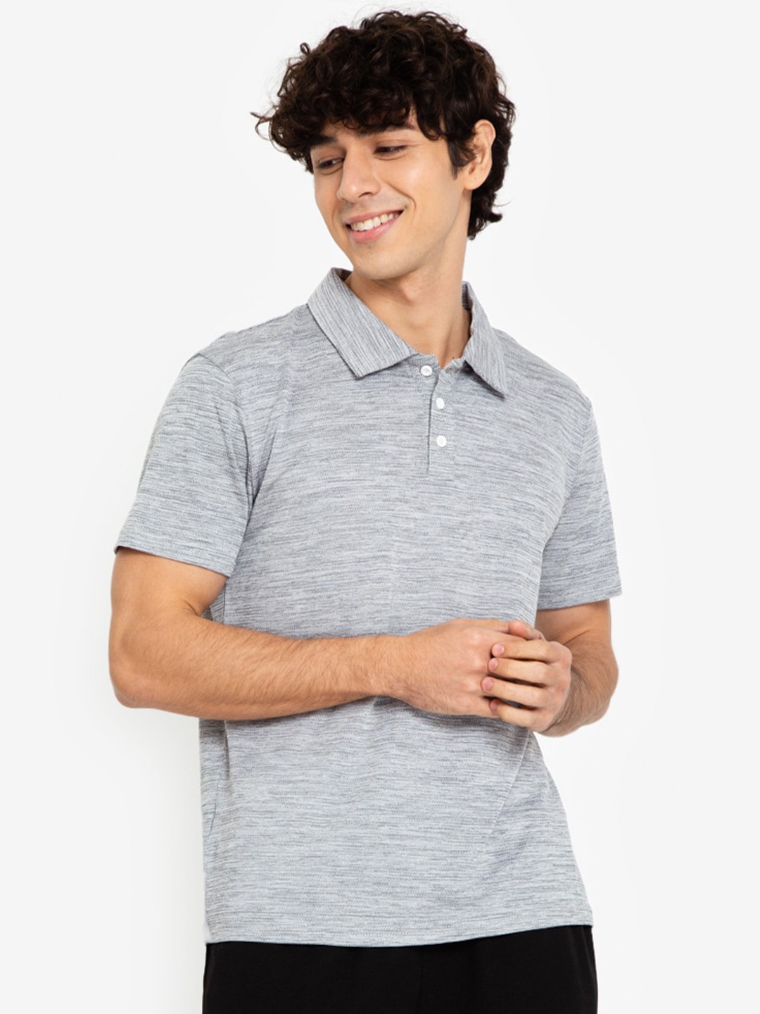 

ZALORA ACTIVE Men Grey Polo Collar T-shirt