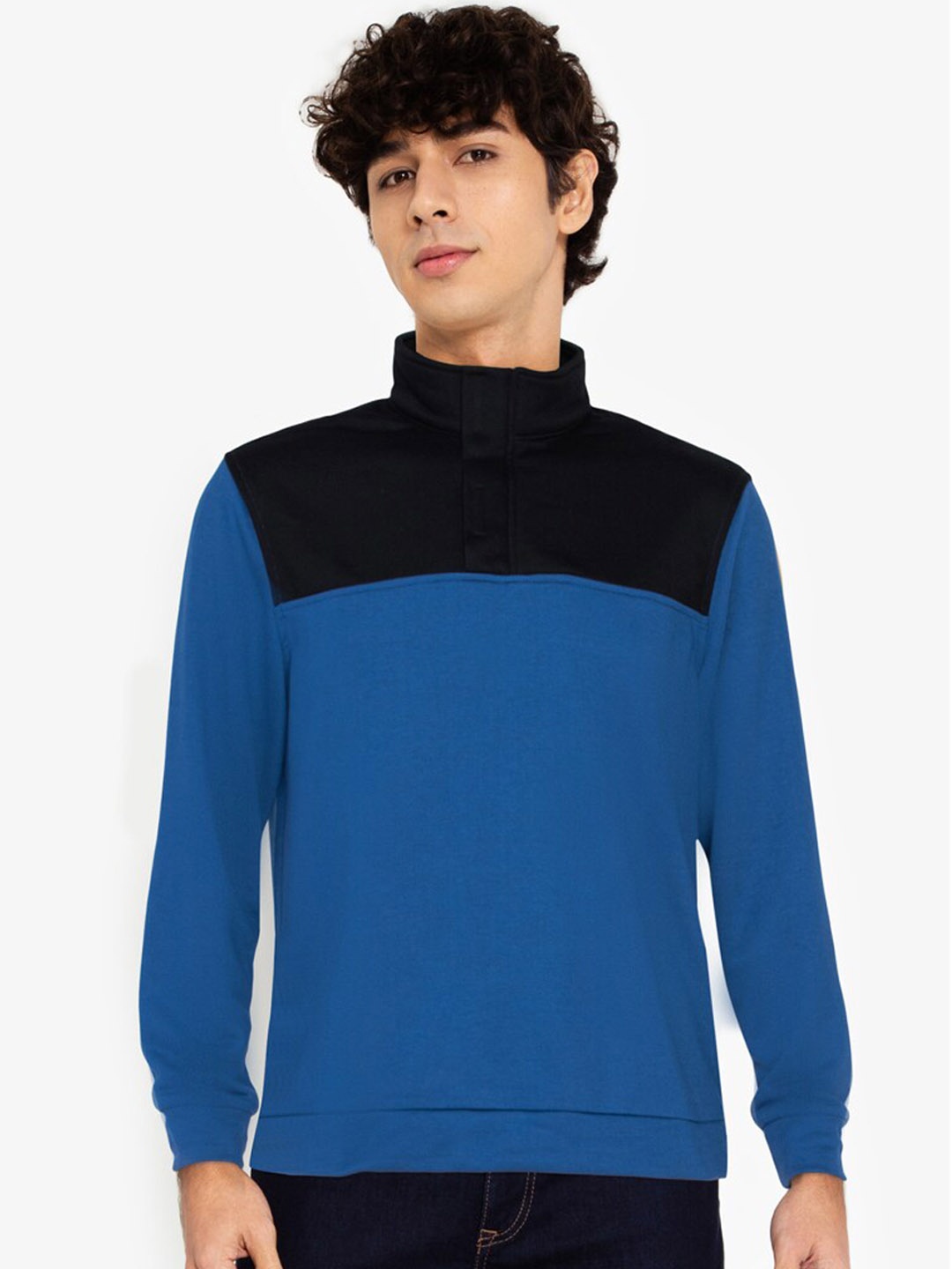 

ZALORA BASICS Men Blue And Black Sweatshirt