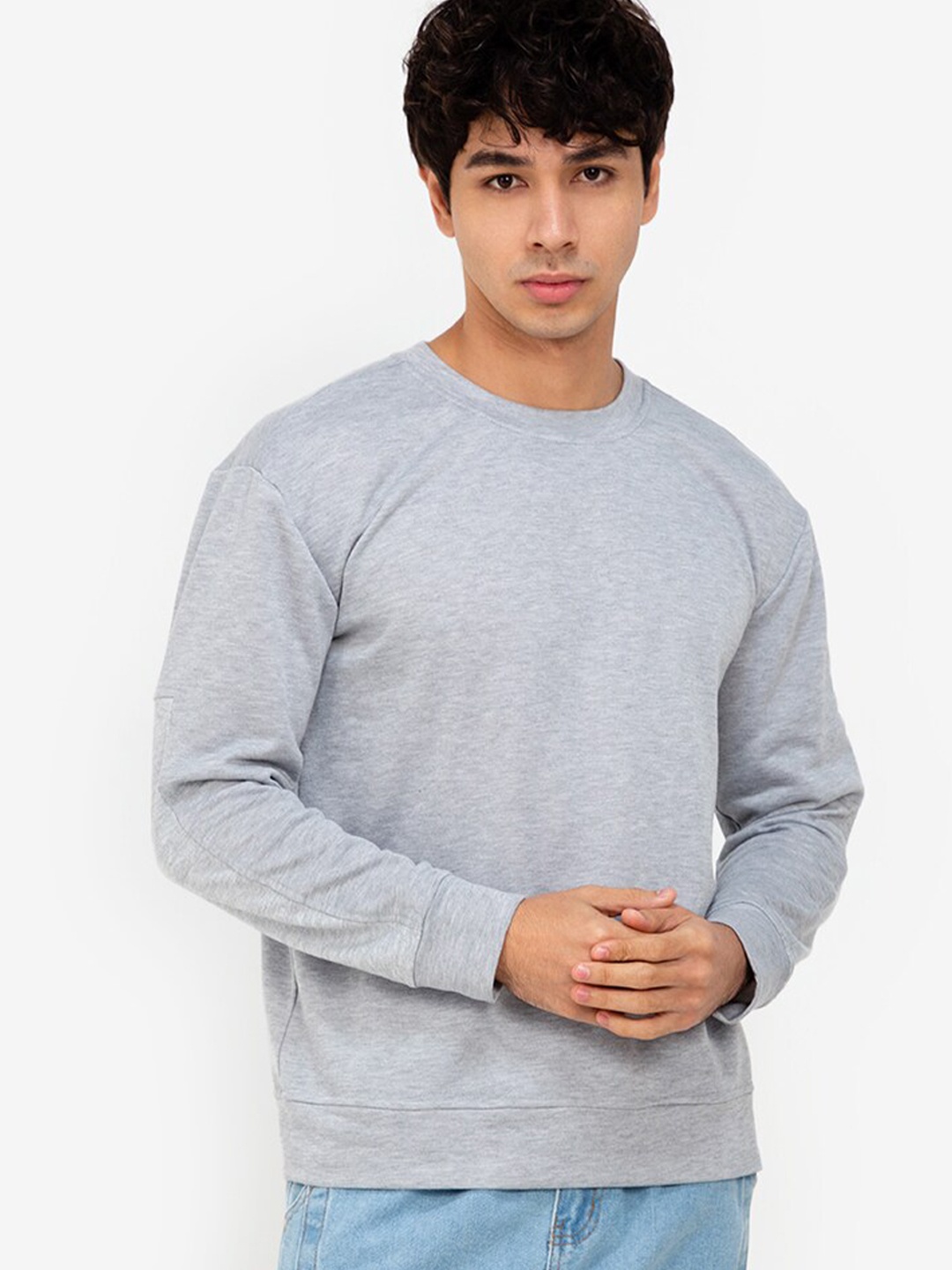 

ZALORA BASICS Men Grey Sweatshirt