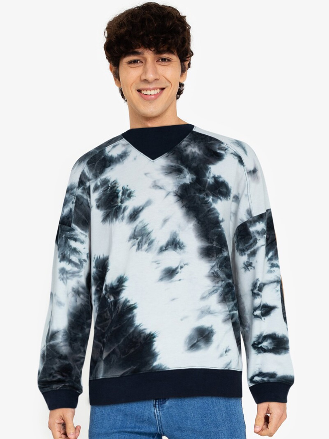 

ZALORA BASICS Men Multicoloured Ribbed Collar Sweatshirt, Multi