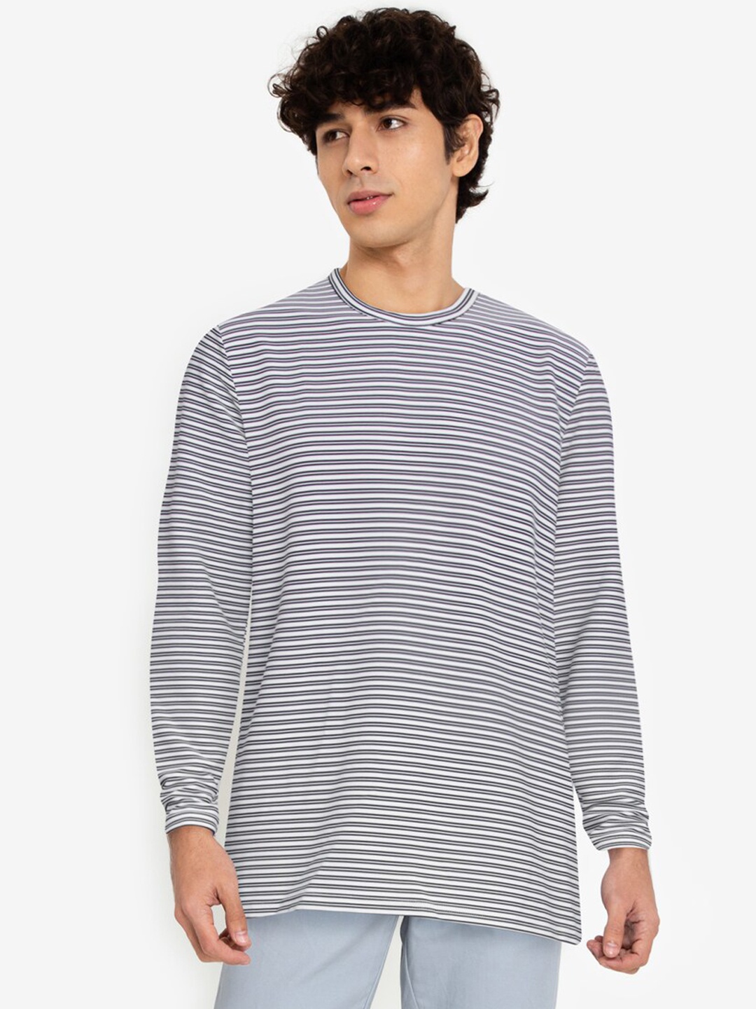 

ZALORA BASICS Men Multicoloured Striped Sweatshirt, Multi