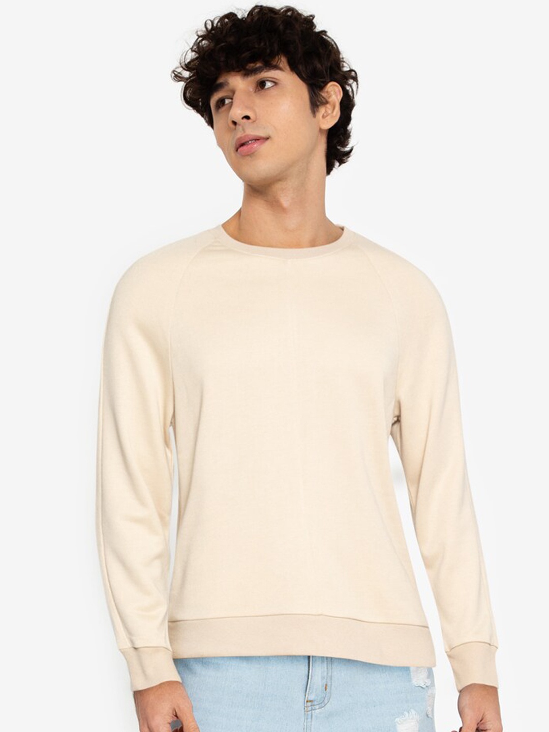 

ZALORA BASICS Men Beige Sweatshirt