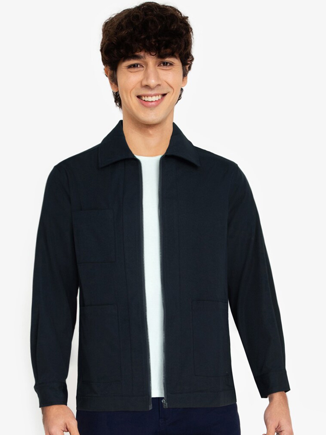 

ZALORA BASICS Men Navy Blue Lightweight Tailored Jacket