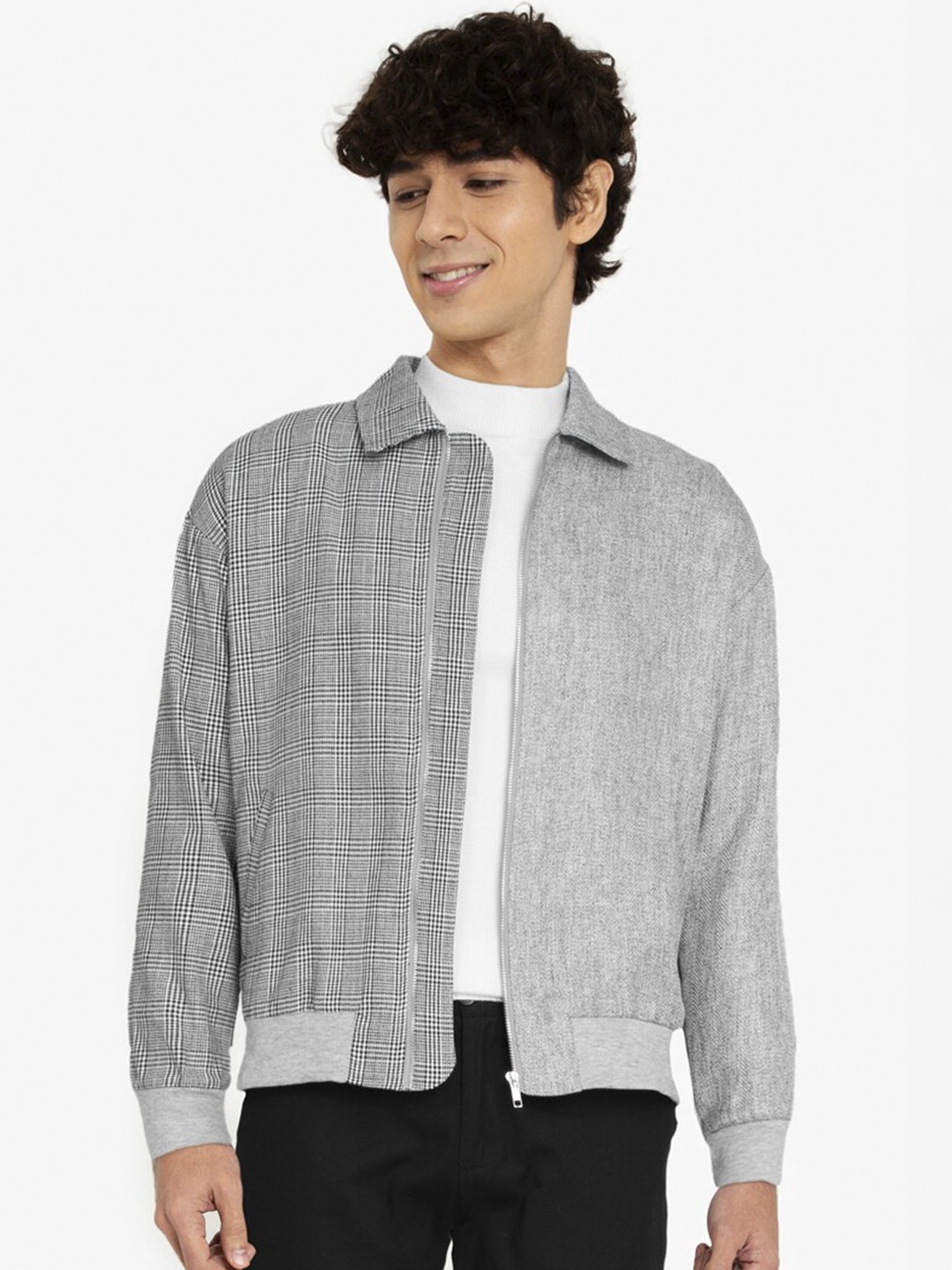 

ZALORA BASICS Men Grey Lightweight Contrast Check Tailored Jacket