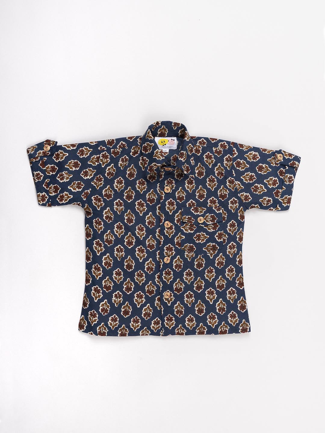 

CUTE LEMONS Boys Blue & Maroon Printed Cotton Casual Shirt
