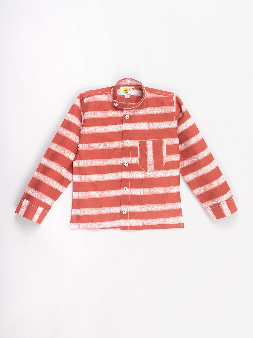 

CUTE LEMONS Boys Orange Horizontal Striped Casual Shirt