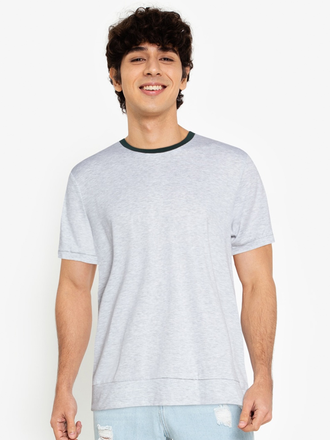 

ZALORA BASICS Men Grey Round Neck T-Shirt