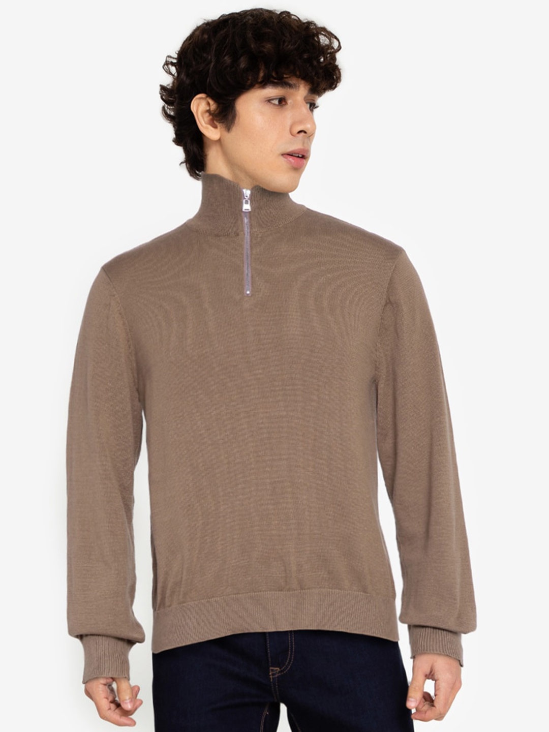 

ZALORA BASICS Men Brown Turtle Neck Jumper