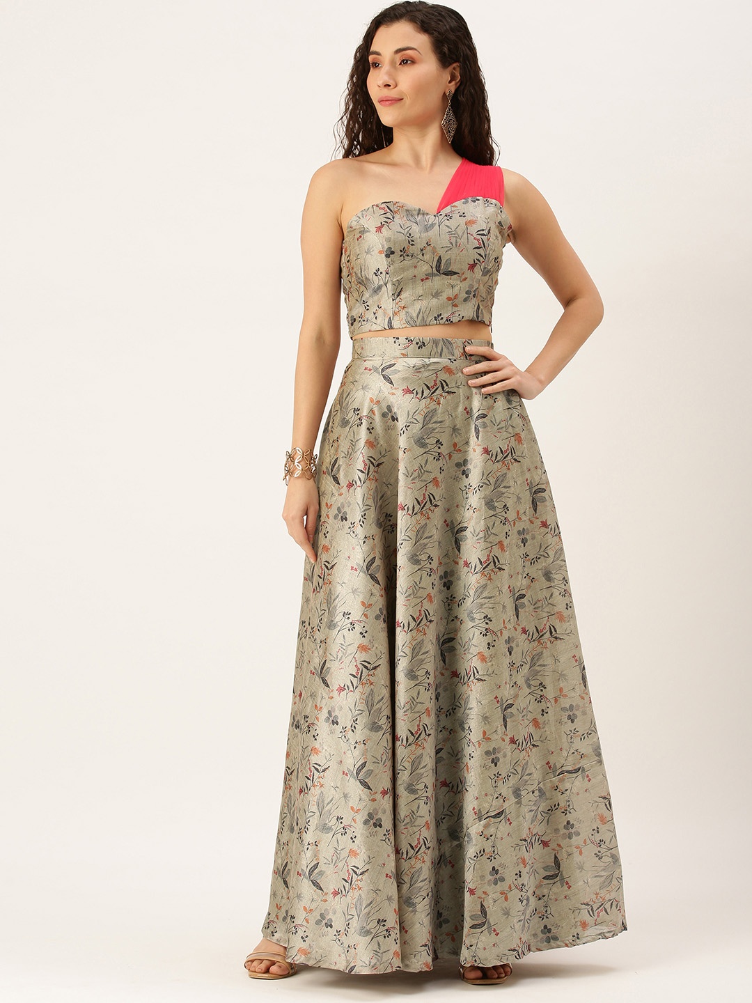 

Ethnovog Grey Printed Made to Measure Lehenga Choli