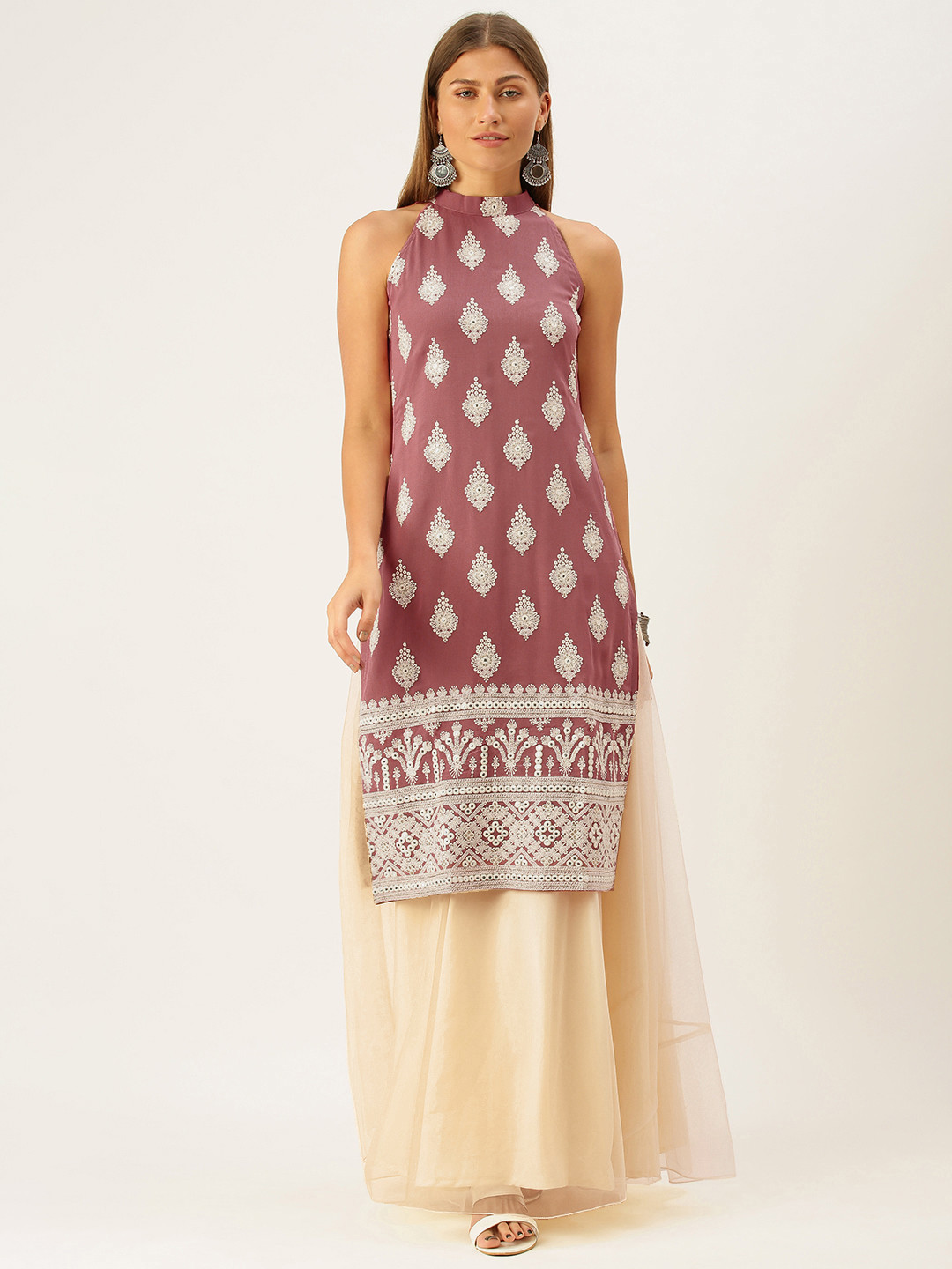 

Ethnovog Brown Off White Printed Made to Measure Lehenga Set