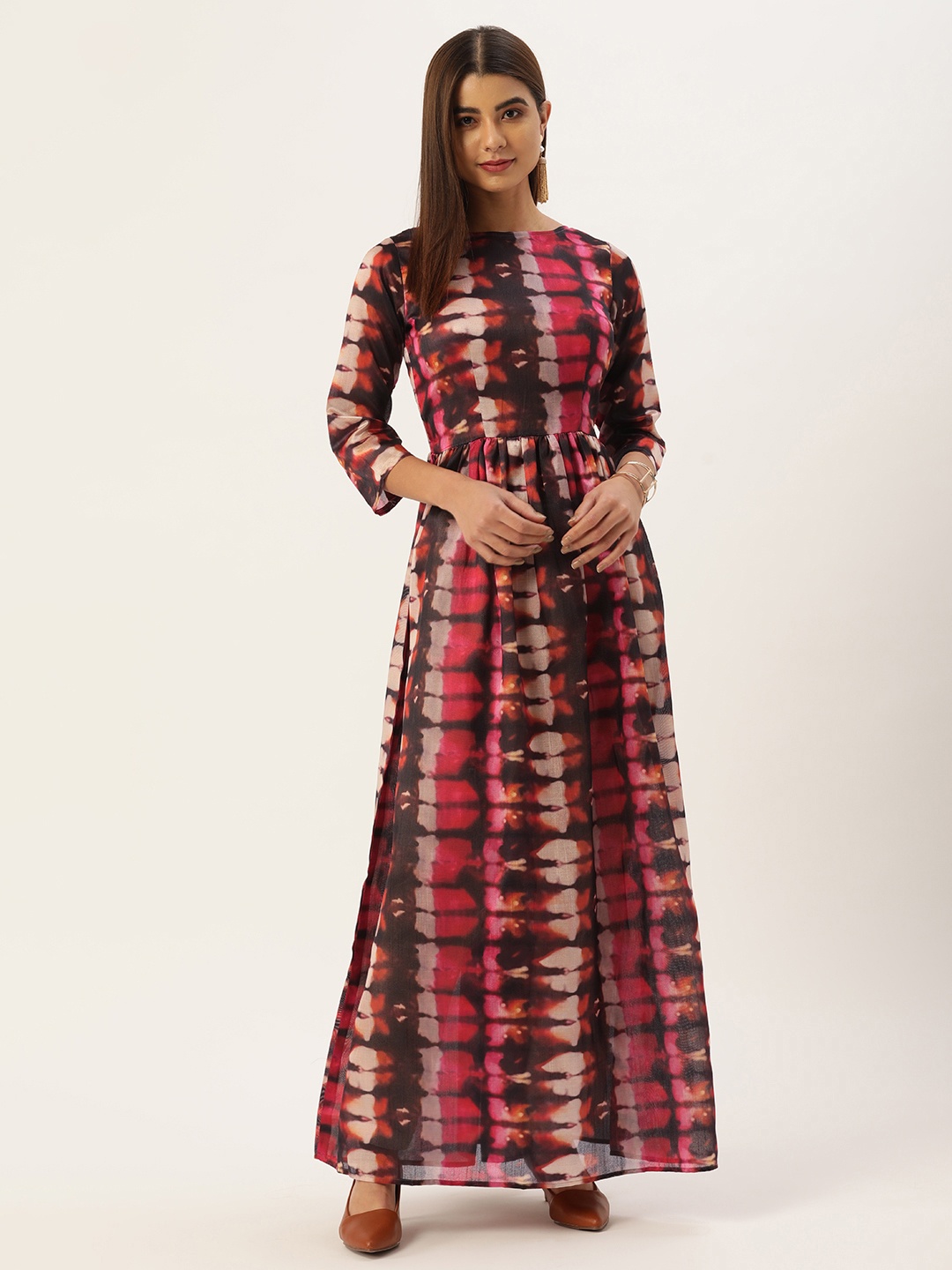 

Ethnovog Women Multicoloured Made To Measure Digital Print Dyed Art Silk Anarkali Kurta, Multi