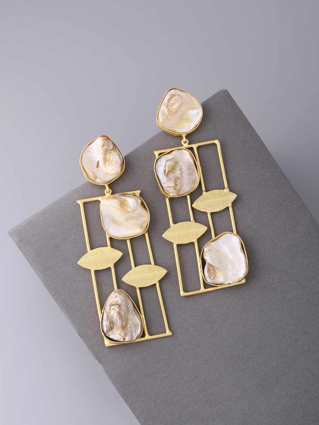 

VIRAASI Gold-Toned Contemporary Drop Earrings
