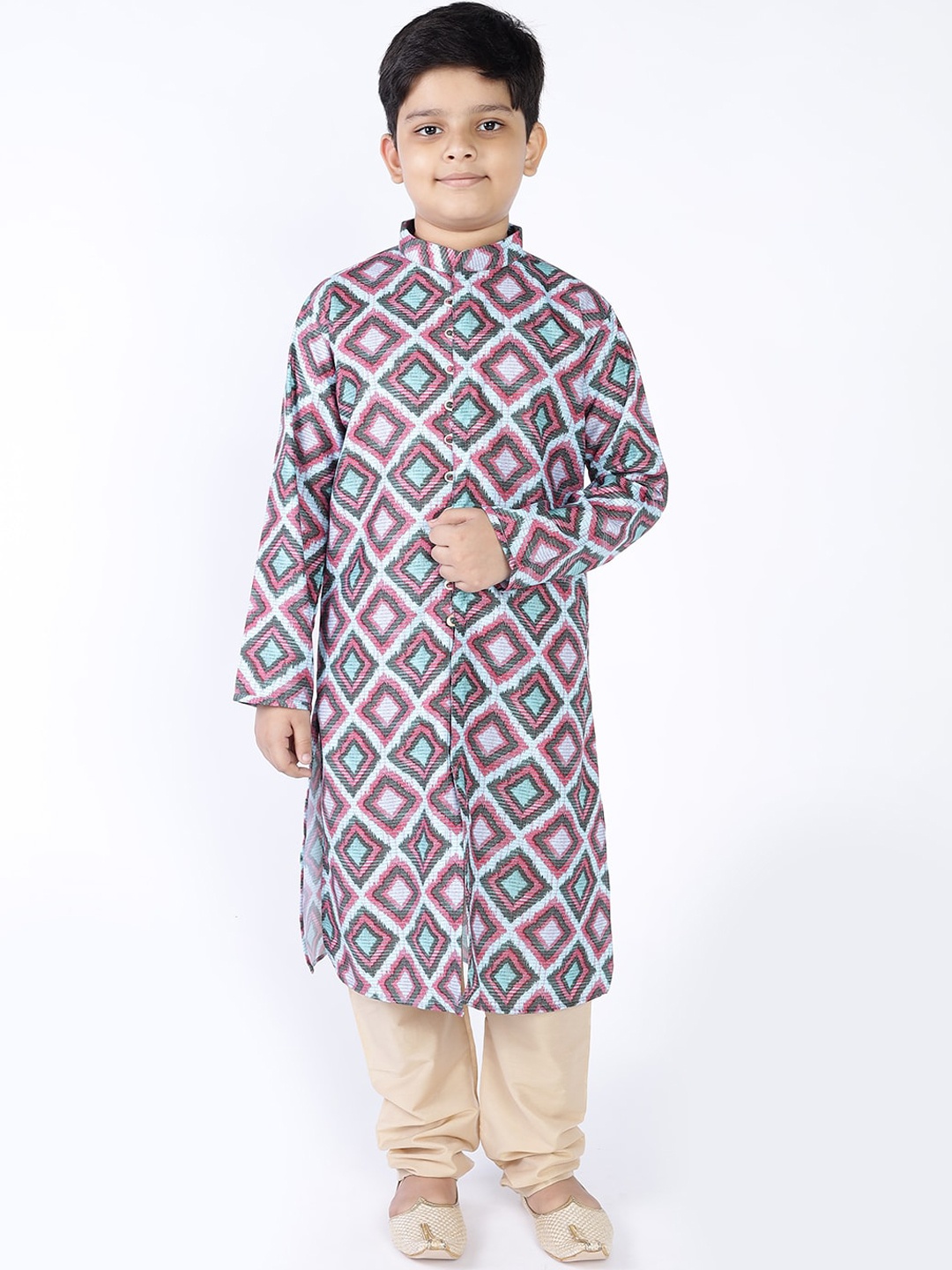 

TABARD Boys Green Printed Pure Cotton Kurta with Pyjamas