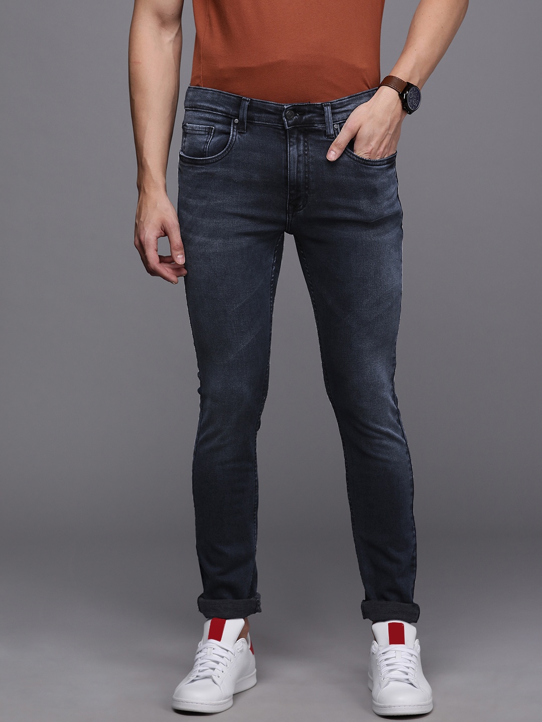 

Louis Philippe Jeans Men Blue Slim Fit Low-Rise Light Fade Stretchable Jeans