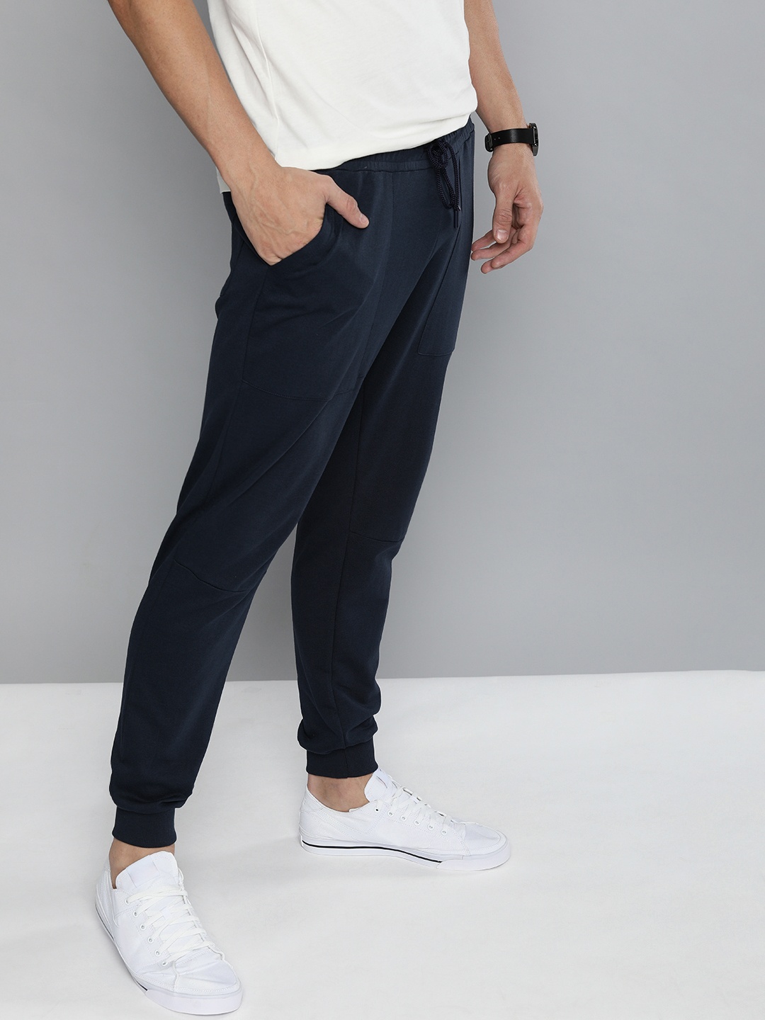 

Mast & Harbour Men Navy Blue Slim Fit Mid Rise Joggers