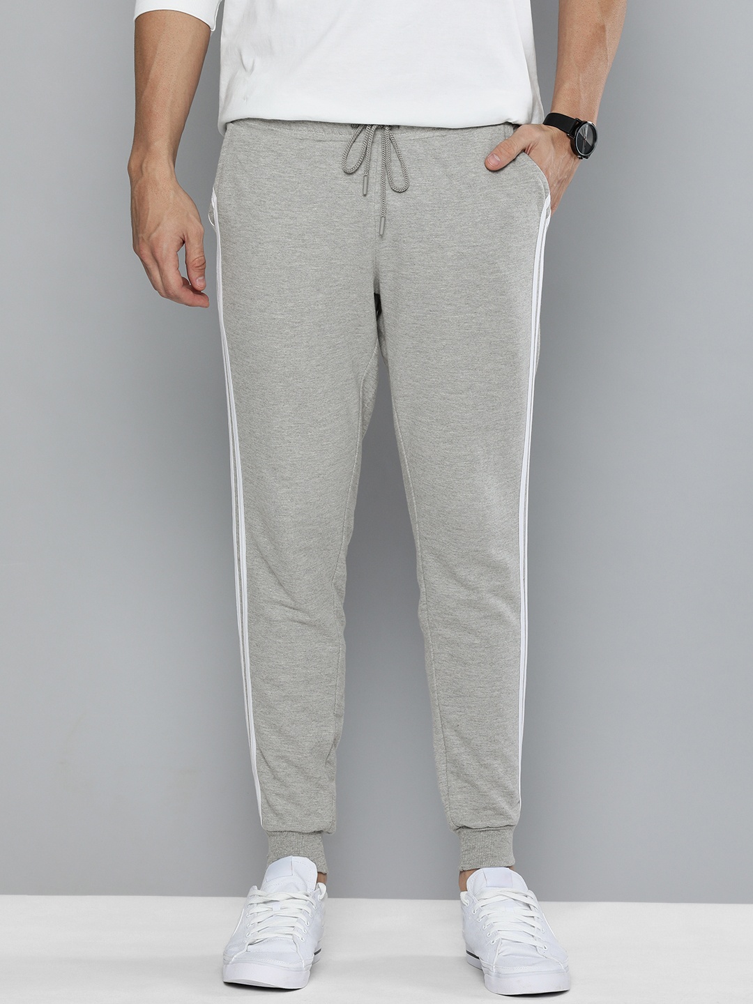 

Mast & Harbour Men Grey Melange Side Striped Joggers