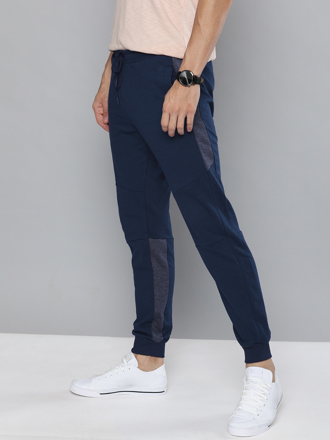 

Mast & Harbour Men Blue & Grey Colourblocked Slim Fit Joggers