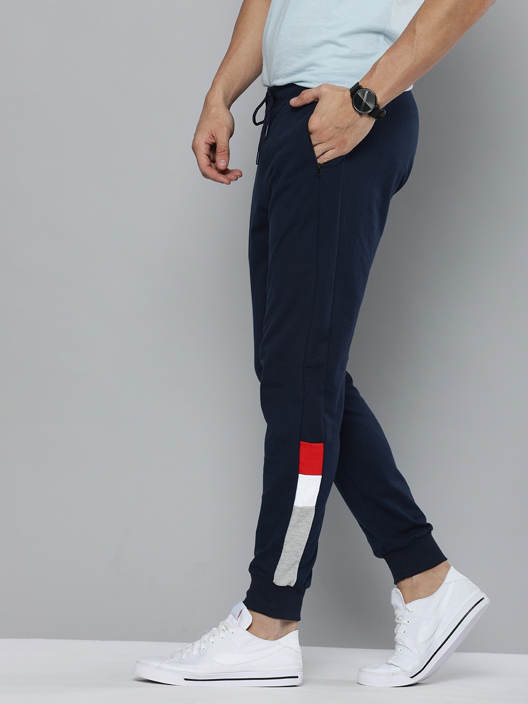 

Mast & Harbour Men Navy Blue Solid Side Striped Joggers