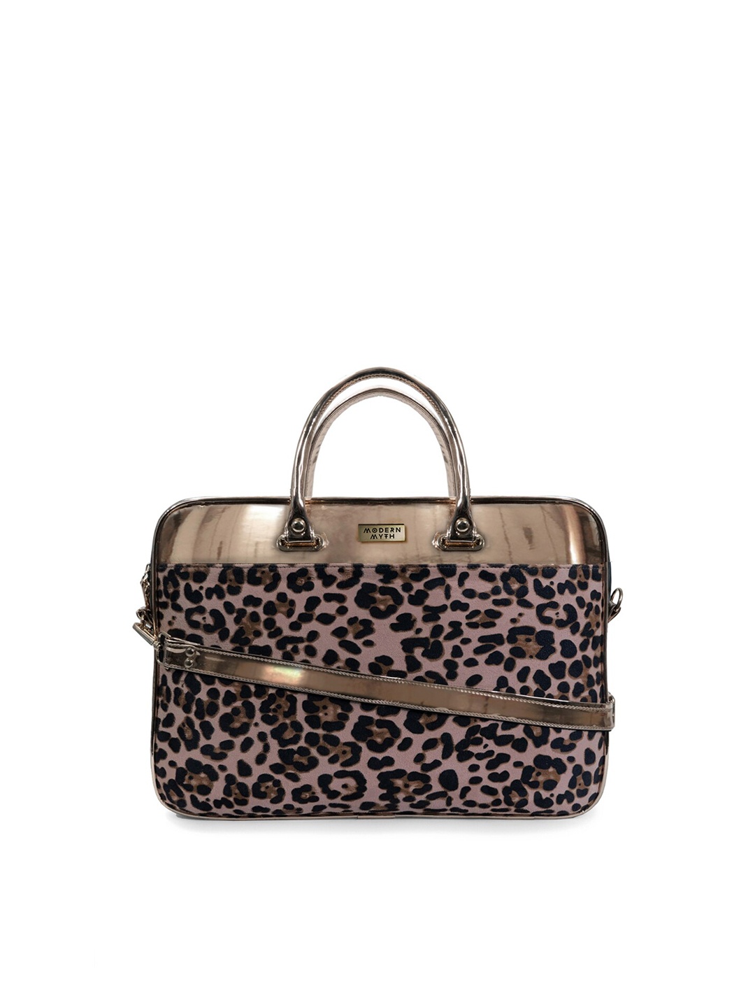 

MODERN MYTH Women Pink & Black Printed PU Laptop Bag