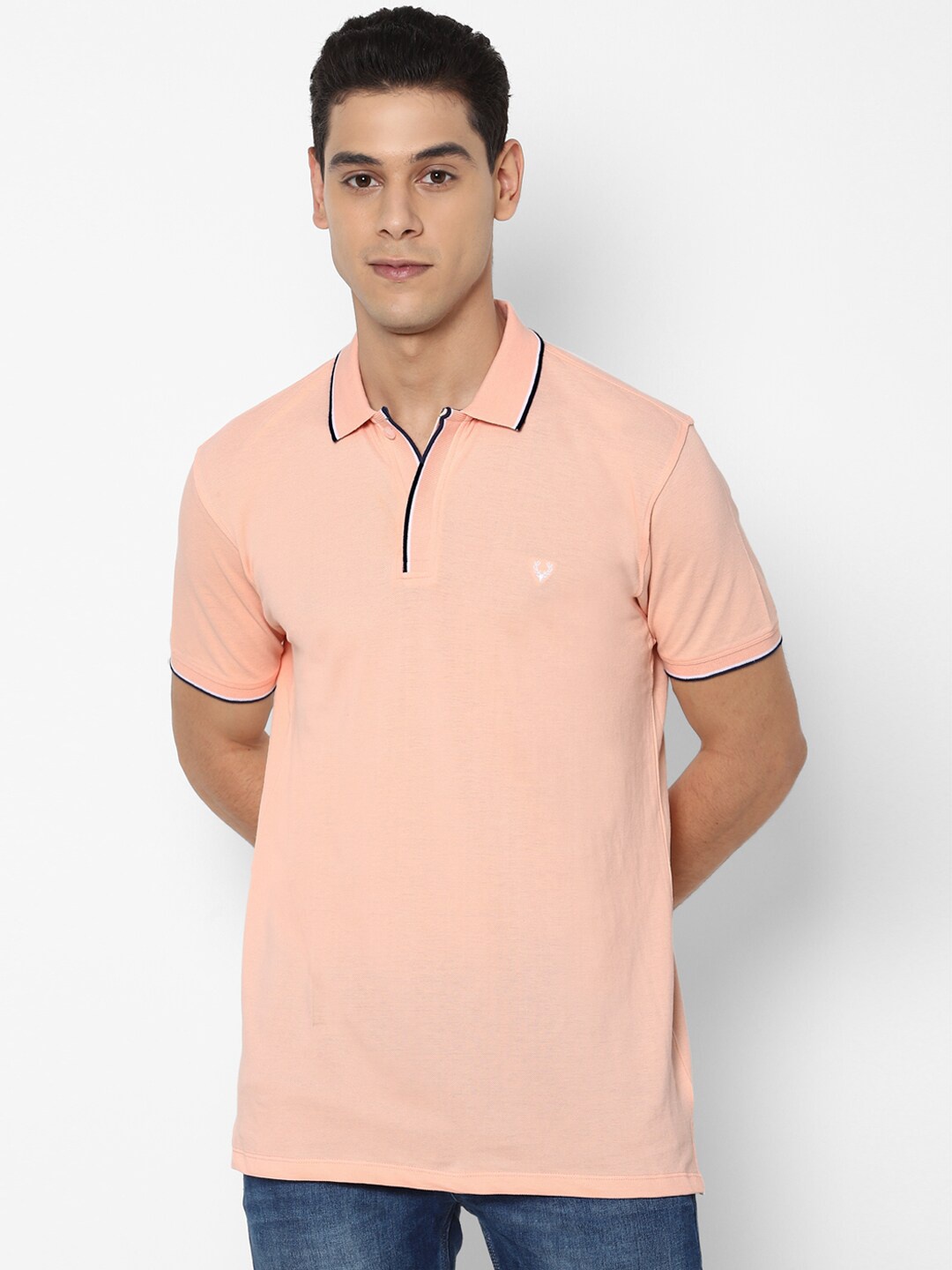 

Allen Solly Sport Men Peach-Coloured Polo Collar Pockets T-shirt