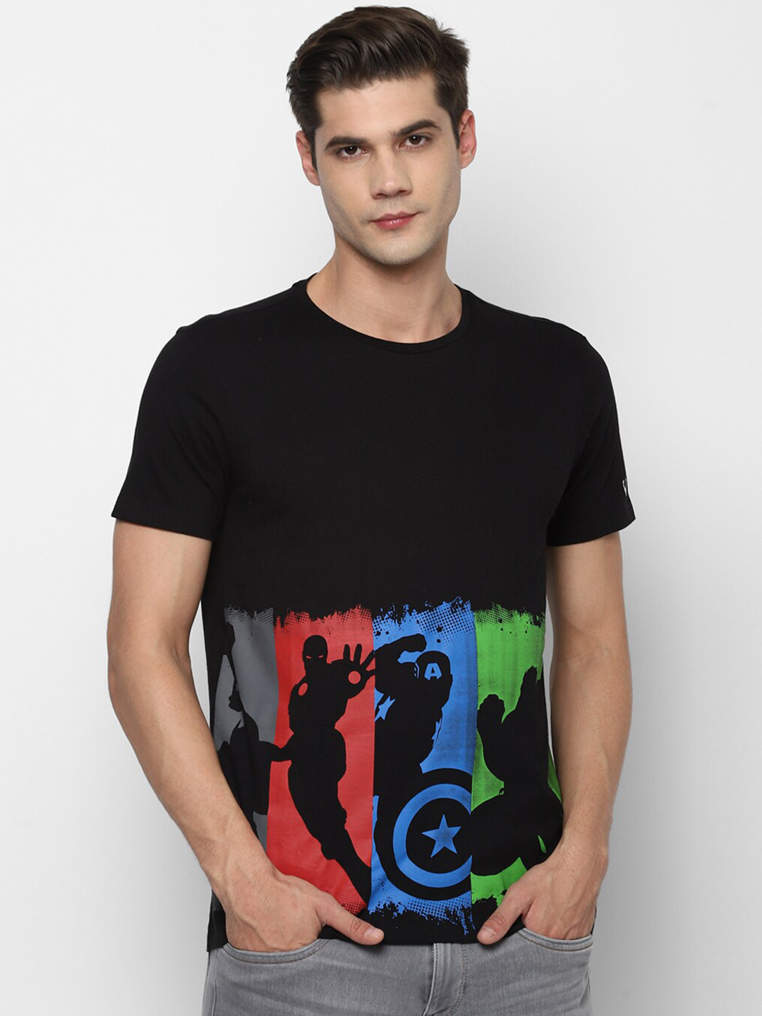 

Allen Solly Sport Men Black & Blue Avengers Printed T-shirt