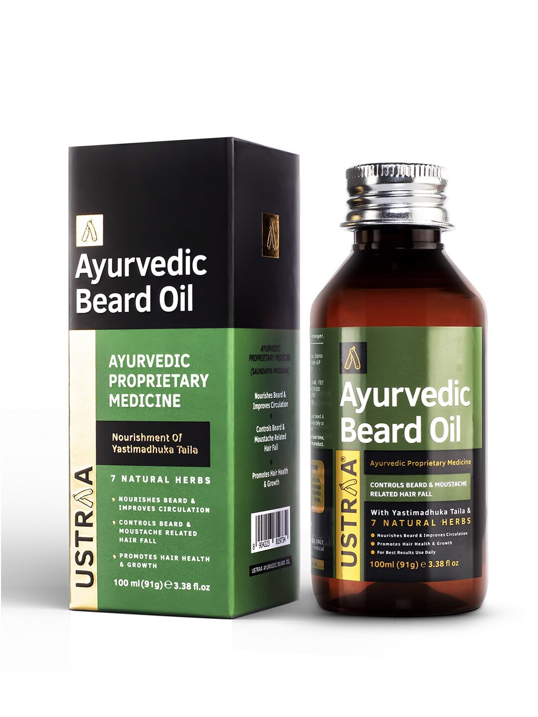 

Ustraa Men Ayurvedic Beard Oil 100ml, Green