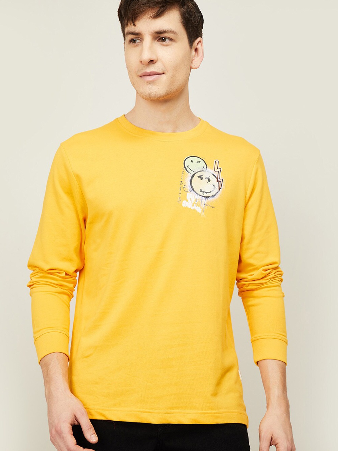 

SmileyWorld Men Yellow Sweatshirt