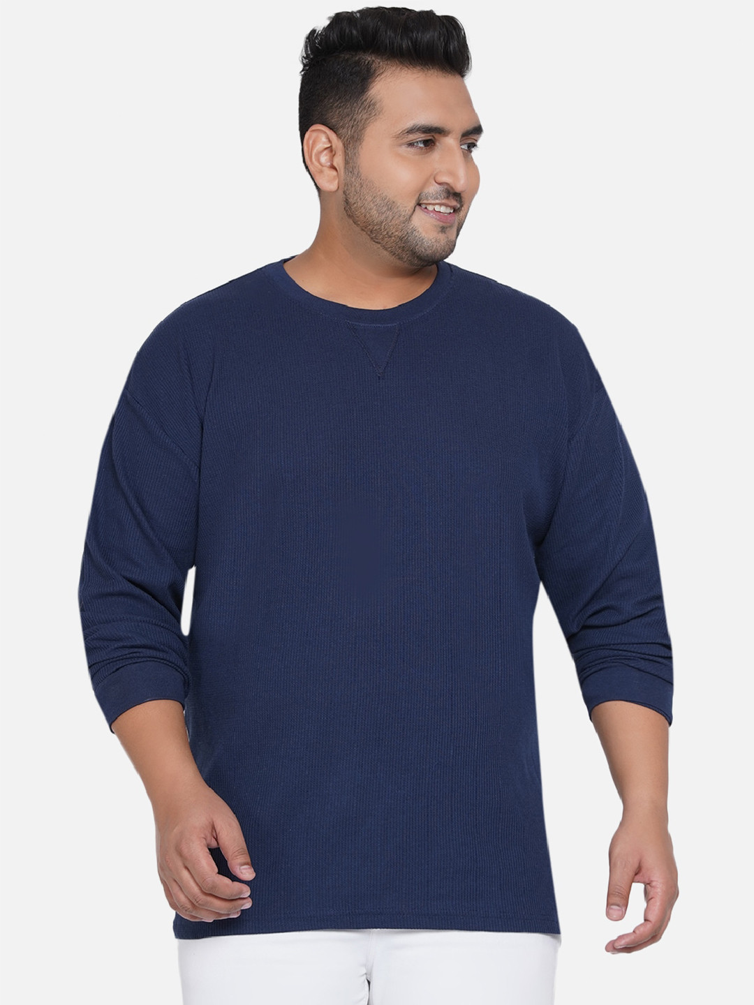 

Santonio Men Navy Blue Cotton T-shirt