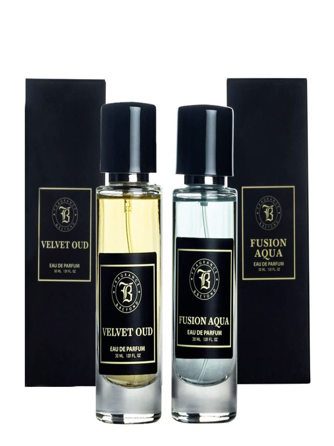 

Fragrance & Beyond Men Set of 2 Black Velvet Oud & Fusion Aqua Eau De Parfum 30 Ml