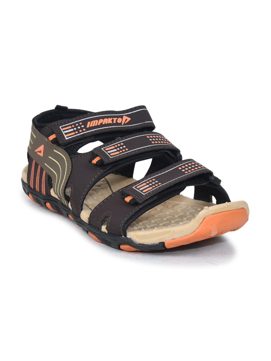 

IMPAKTO Men Brown & Orange Solid Sports Sandals