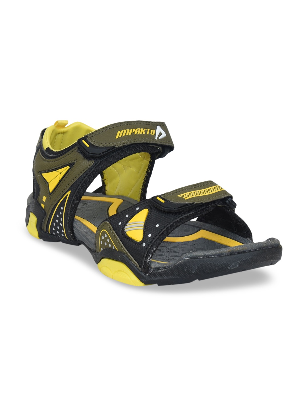 

IMPAKTO Men Grey & Green Colourblocked Sports Sandals