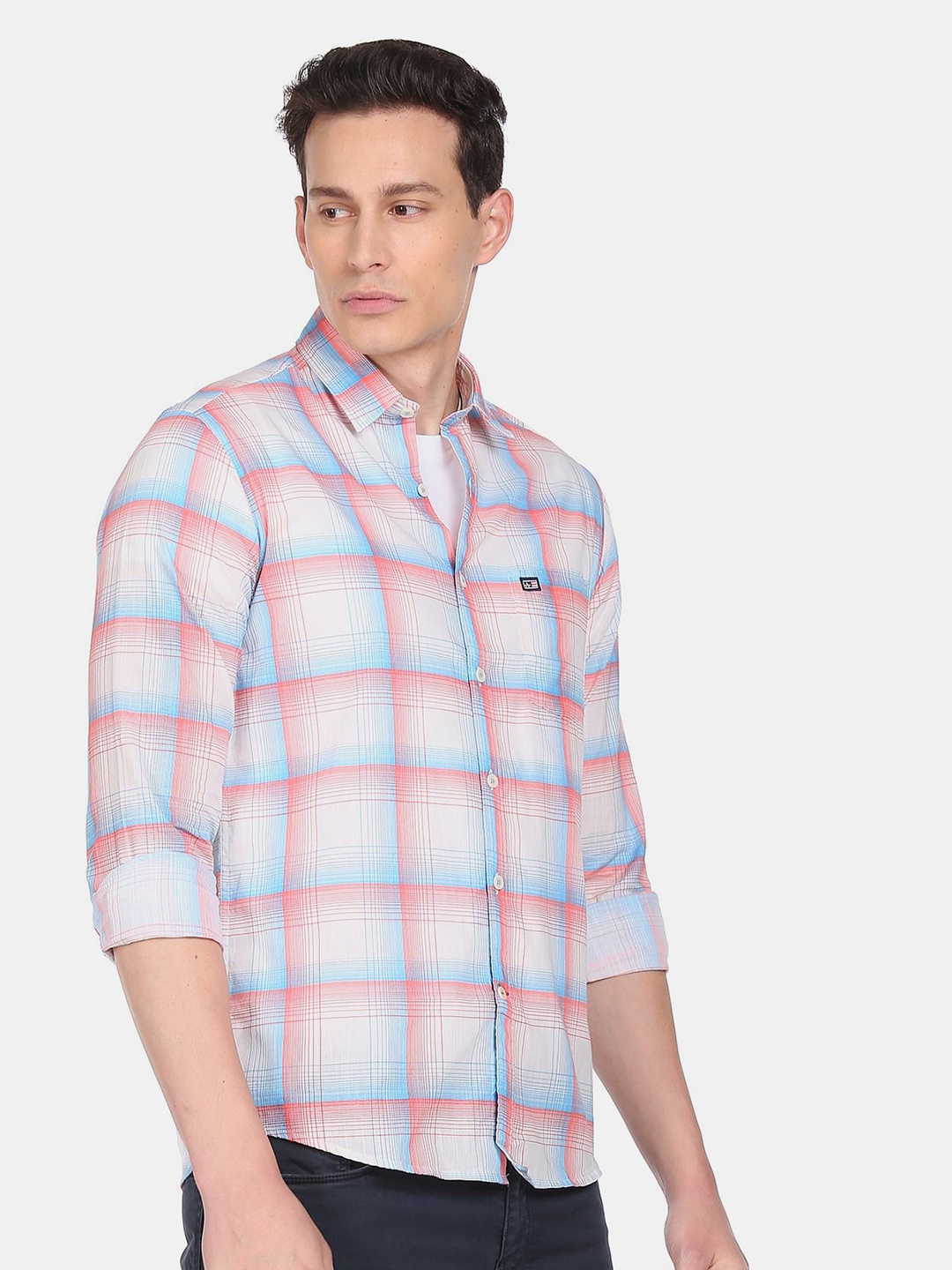 

Arrow Sport Men Red & Blue Checked Casual Shirt