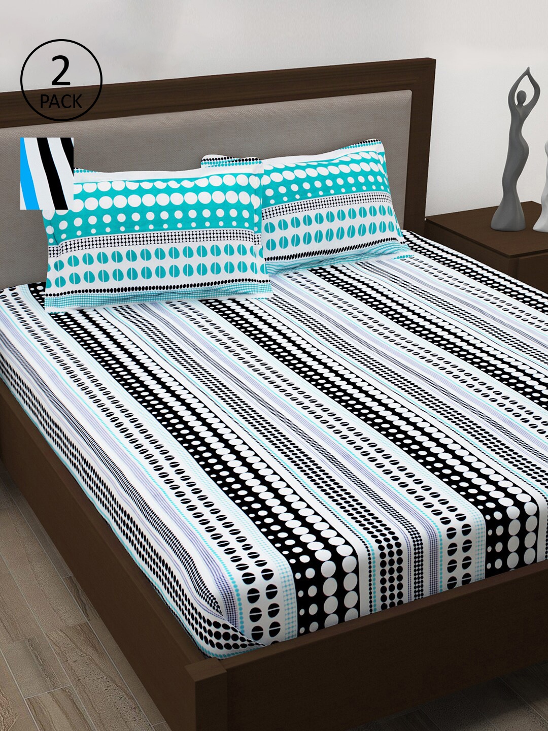 

Story@home Unisex White 186TC 2 Queen Size Bedsheet with 4 Pillow Cover