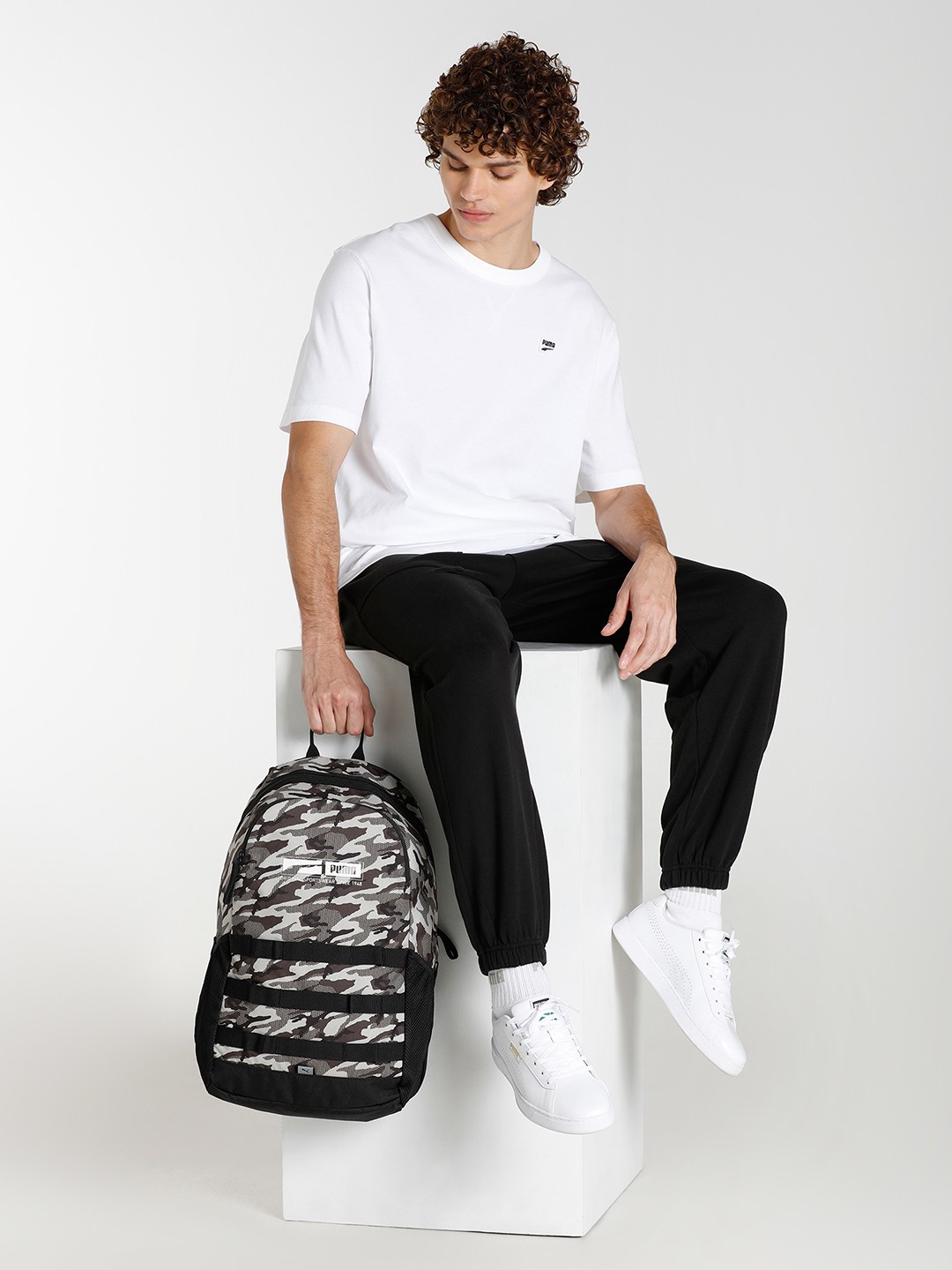 

Puma Unisex Beige & Brown Camouflage Printed Sustainable Backpack